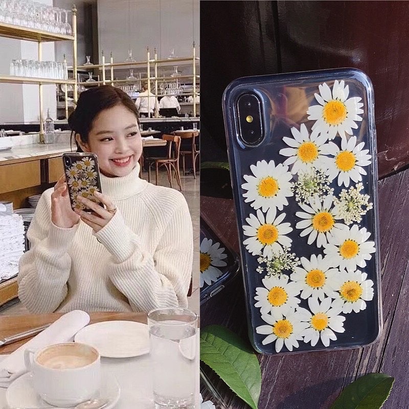 Full Daisy Dried Flower Case Iphone Oppo Vivo Xiaomi Samsung Huawei Realme  A16 A15 A12 A22 A52 A72 A32 Redmi Note 3 4 5 6 7 8 9 10 Pro A10 A20 A30 A30s A50 A50s A70 A80 A9 A5 2020 V20 V21 Y30 Y20 Y20s Y50 S1 V11 X30 X50 Y1s Y20s