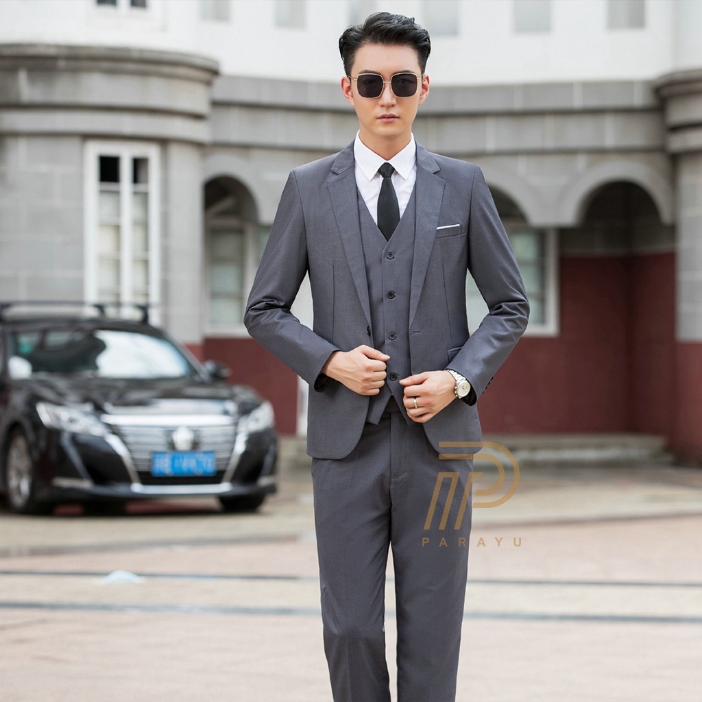 Parayu - Jas Blazer Pria Formal Kancing Satu Slim Fit