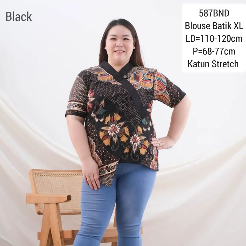 BIGSIZE BLOUSE BATIK 587 XL JUMBO ATASAN KERJA KANTOR CEWEK FASHION LD 110 cm WANITA MURAH 020