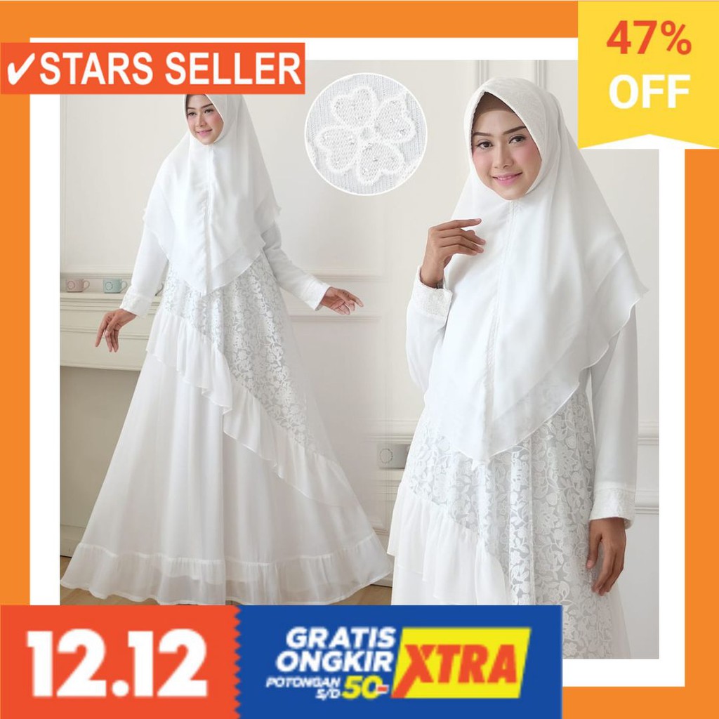 MODEL BARU TERKINI KOREA PANJANG PENDEK HALUS MURAH LEBARAN / AGNES Baju Gamis Wanita Brukat /