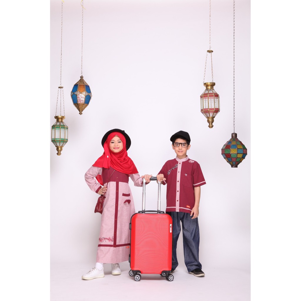 NSAL 57 MAROON / KOKO NIBRAS ANAK MUSLIM / SARIMBIT LEBARAN KELUARGA / SATU SET KOKO + CELANA