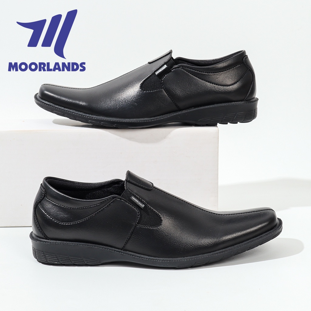 MOORLANDS Original Sepatu Pantofel Slip On pria Sepatu Formal Pria Sepatu Pantofel Kulit Hitam Pria