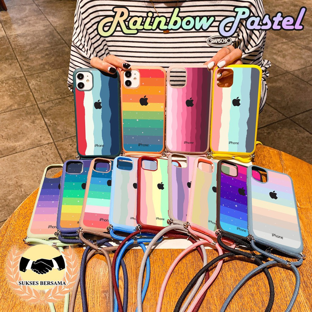 Softcase Slingcase Tali Lanyard Candy RAINBOW Samsung M20 M30s Note 5 8 9 10 10+ Pro BSB2797