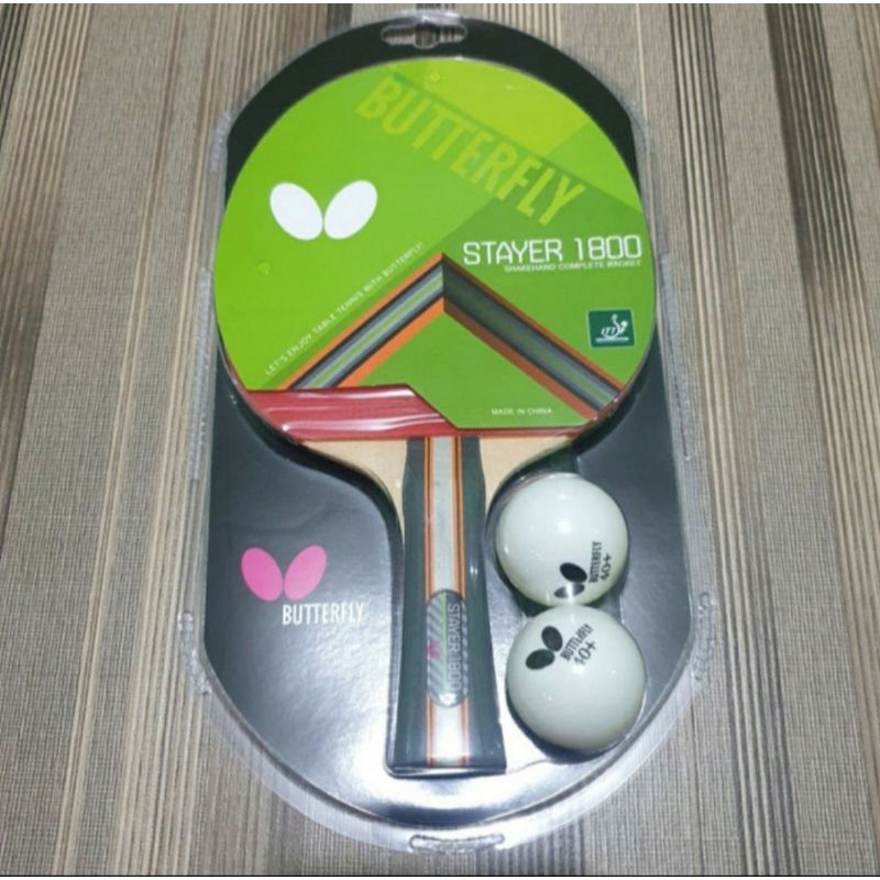 Bat Pingpong Bet Tenis Meja Butterfly Stayer 1800 (Bonus Bola) Asli