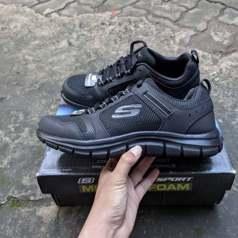 Sepatu Pria Skechers Track Knockhill Full Black Memory foam Original