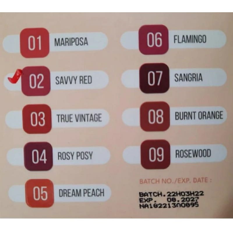 IMPLORA JELLY TINT | LIPTINT IMPLORA | Lip Tint Glossy  | 01 Mariposa 02 Savvy Red 03 True Vintage 04 Rosy Rosy 05 Dream Peach 06 Flamingo 07 Sangria 08 Burnt Orange 09 Rose Wood | Tekstur tidak lengket cair seperti jelly dan hasil akhir glossy plumpy