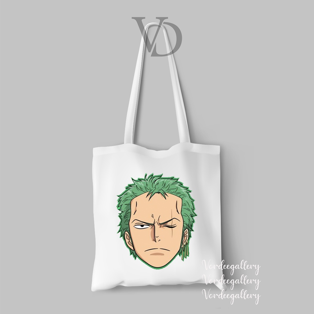 tote bag kanvas gambar one piece chibi cute nami luffy zoro / tas anime jepang ver 1