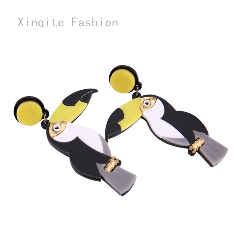 Anting Gantung Bahan Akrilik Warna Hitam Putih Kuning Untuk