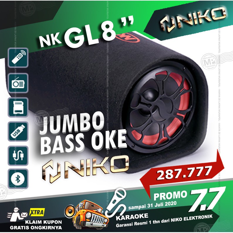 Speaker Niko GL 8. Subwoofer Car Speaker Niko 8 Inch Bluetooth