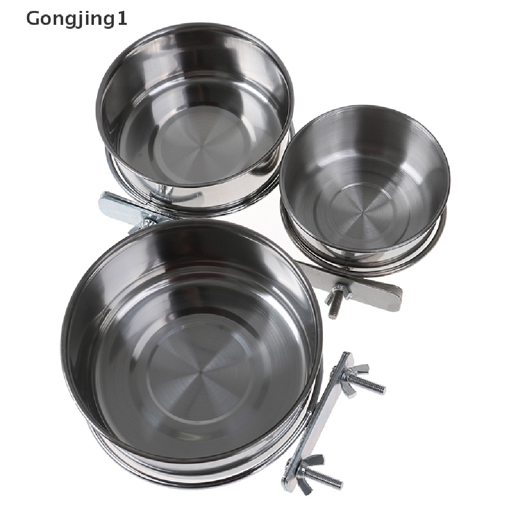 Gongjing1 Mangkok Makan / Minum Gantung Bahan Stainless Steel Untuk Anjing / Kucing / Burung