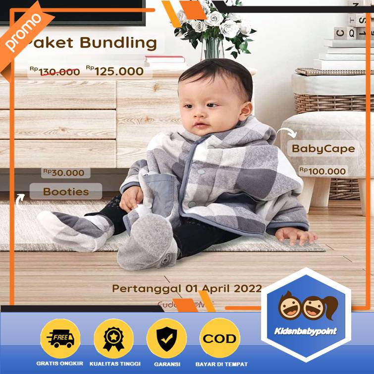 KNB Paket Bundling Babycape Jaket Bayi dan Booties / Paket Kado Lahiran