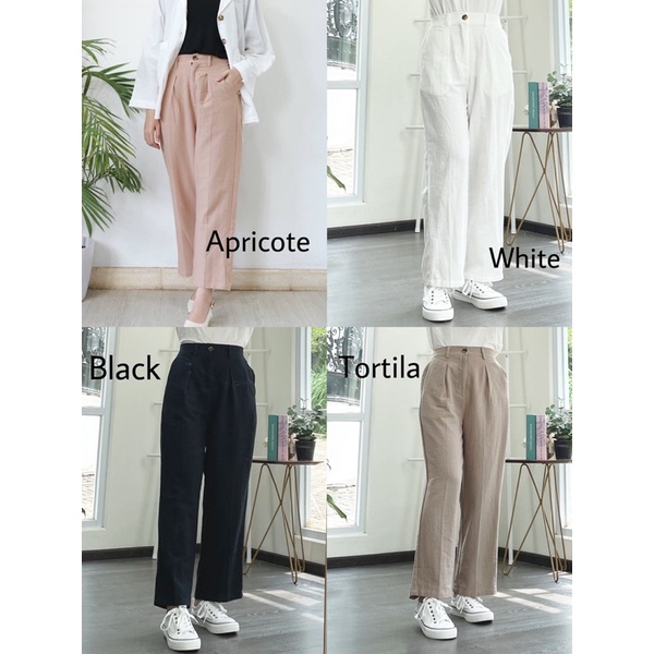 MOGY PANTS Pjg 92 - Celana Kerja Panjang Casual Linen