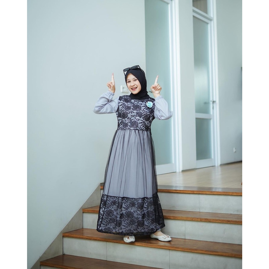 BISA COD - NAURA DRESS KIDS - DRESS ANAK LEBARAN - GAMIS ANAK