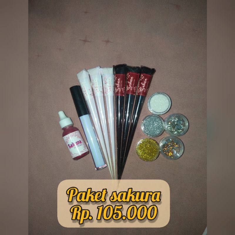 "MEDINA" PAKET SAKURA / WHITE HENNA / HENNA PUTIH / HENNA MAROON / INAI KUKU / HENNA WATERPROOF / HE