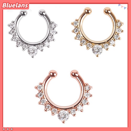 Bluelans 1 Pc U-shape Non Piercing Fake Clip On Septum Clicker Nose Ear Lip Ring Hoop