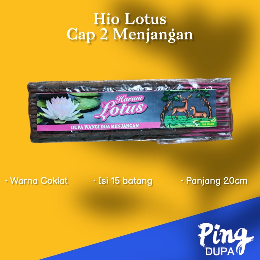 Dupa Lotus Mini Cap 2 Menjangan Asap Tebal Isi 15 Batang Hio