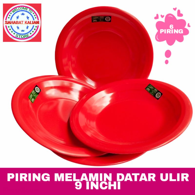 (6 Piring) Piring Melamin Golden Flying Fish P0901 Ukuran 9 Inch