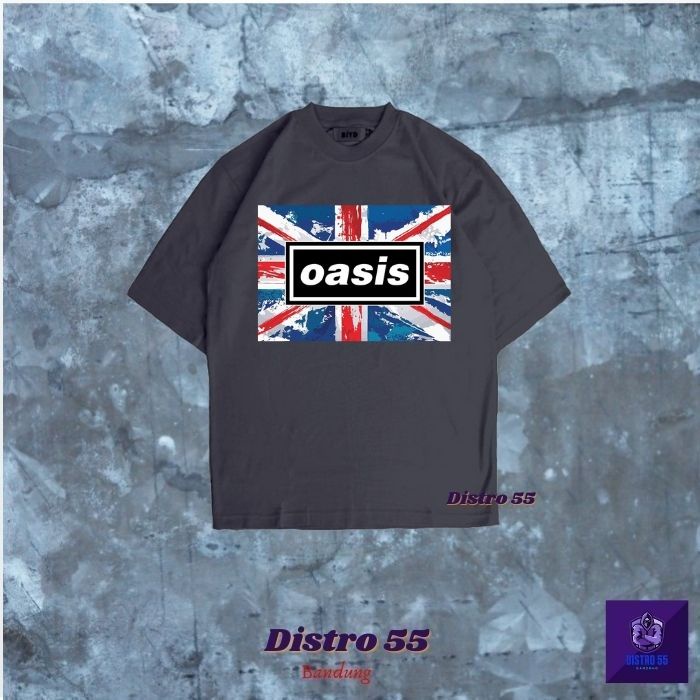 KAOS BAND OASIS VINTAGE OVERSIZE TSHIRT (OVERSIZED TEE) OASIS WITH BRITHIS FLAG