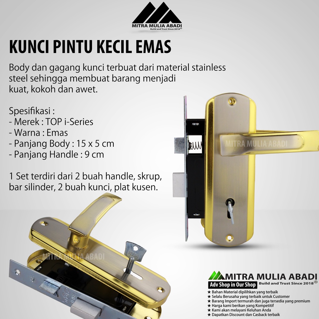 Kunci Gagang Handle Pintu Top i-Series EMAS