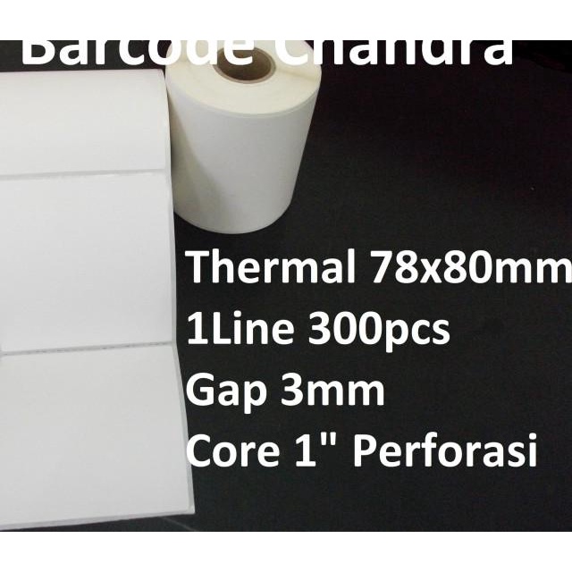 

☀ Stiker bare Thermal 78x80mm 1Line 300pcs Gap 3mm,Core 1"Perforasi ❇