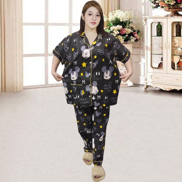PIYAMA CP JUMBO SIZE XXL/KARAKTER/PIYAMA CPJUMBO STARMOON/BAJU TIDUR-KEPALA MICKEY HITAM