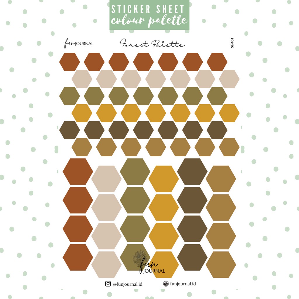 

58 PALETTE HEXAGON STICKER STIKER SHEET PART 1 JOURNAL JURNAL PLANNING PLANNER SCRAPBOOK DIY BUJO