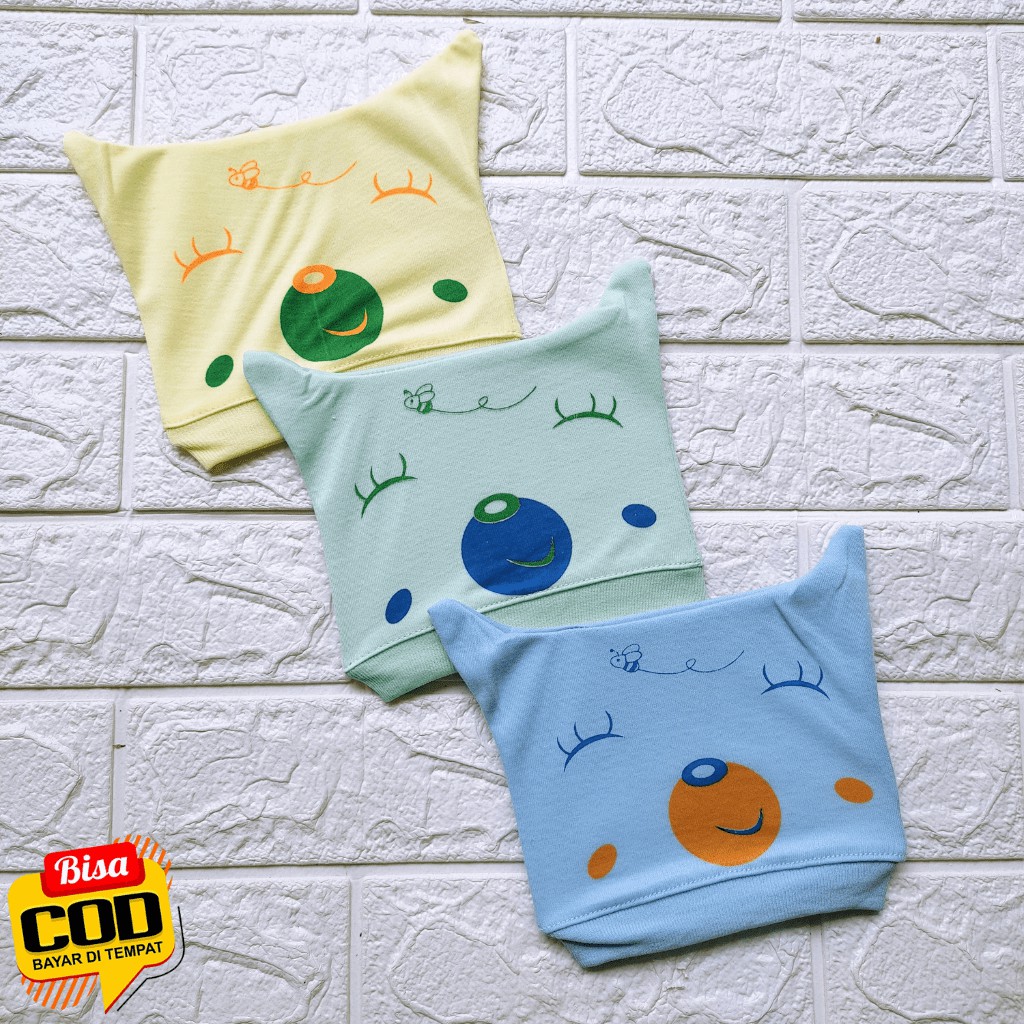 3 Topi Kupluk Bayi 0-12 Bulan / Topi Bayi Newborn Pelindung Kepala