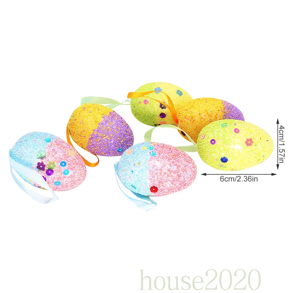 [HOUSE2020]6Pcs Easter Eggs Colorful Speckled Foam Fake Eggshell Simulation Party Decoration Toys Boy Girl Gift