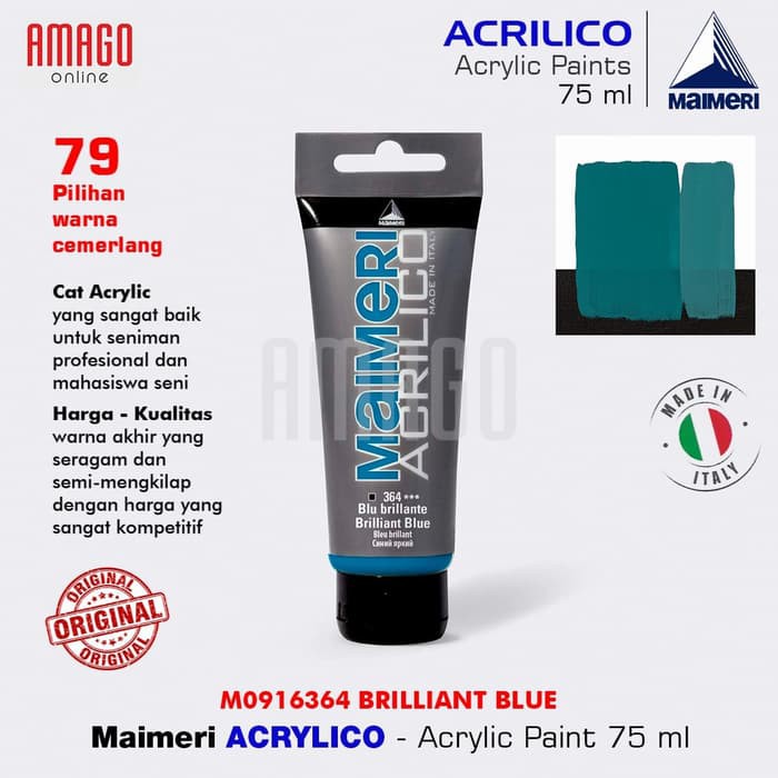 

Cat Akrilik Lukis MAIMERI Acrilico - Acrylic Paint - Brilliant Blue - 75ml - M0916364