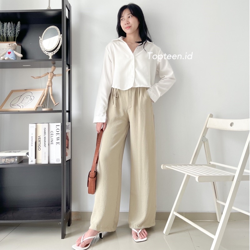 LONG Lexa Sakura Crop Kemeja Wanita Casual Kerja