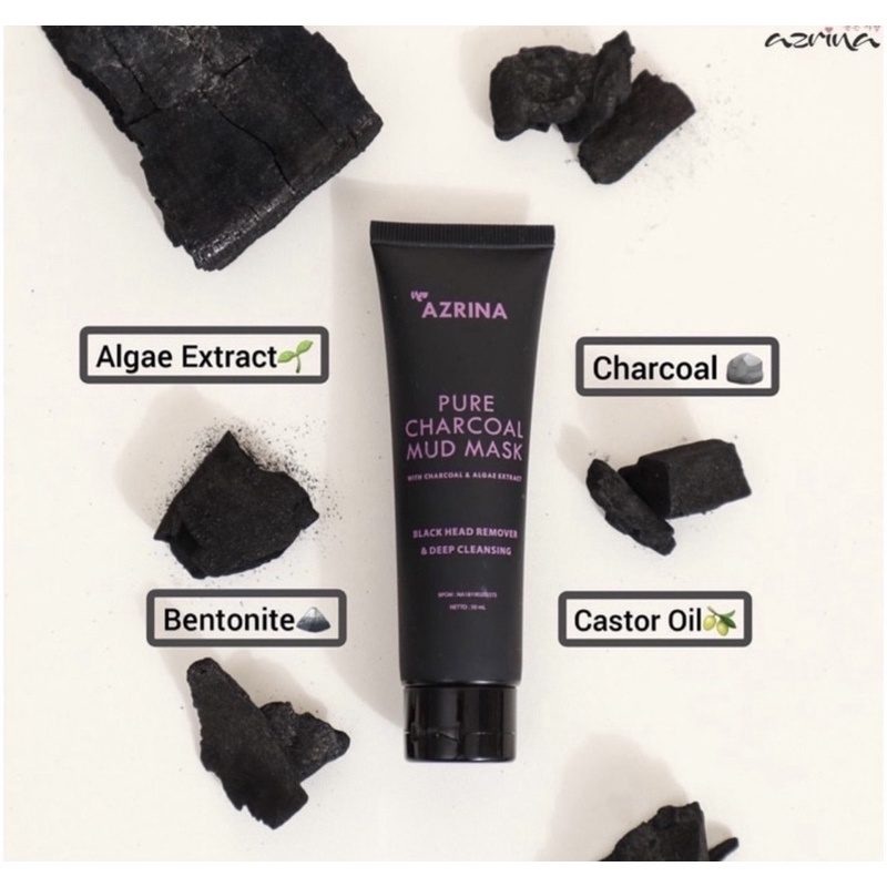 MFI - AZRINA BEAUTY CHARCOAL PURE CHARCOAL MUD MASK /AC NE CLAY MASK 50ml