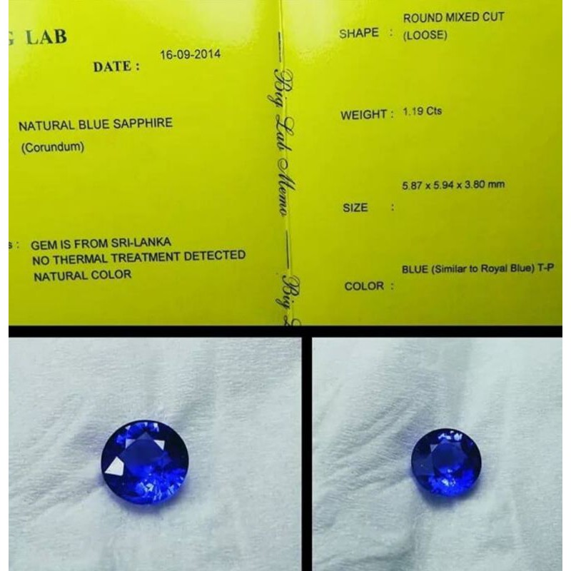 Natural Blue Sapphire Sim To Royal Blue Safir UnHeat Premium