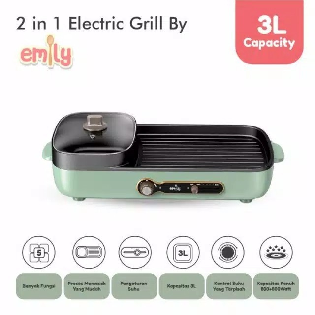 Makassar ! Electric Grill 2 in 1 EMILY 3 Liter EHP 11201