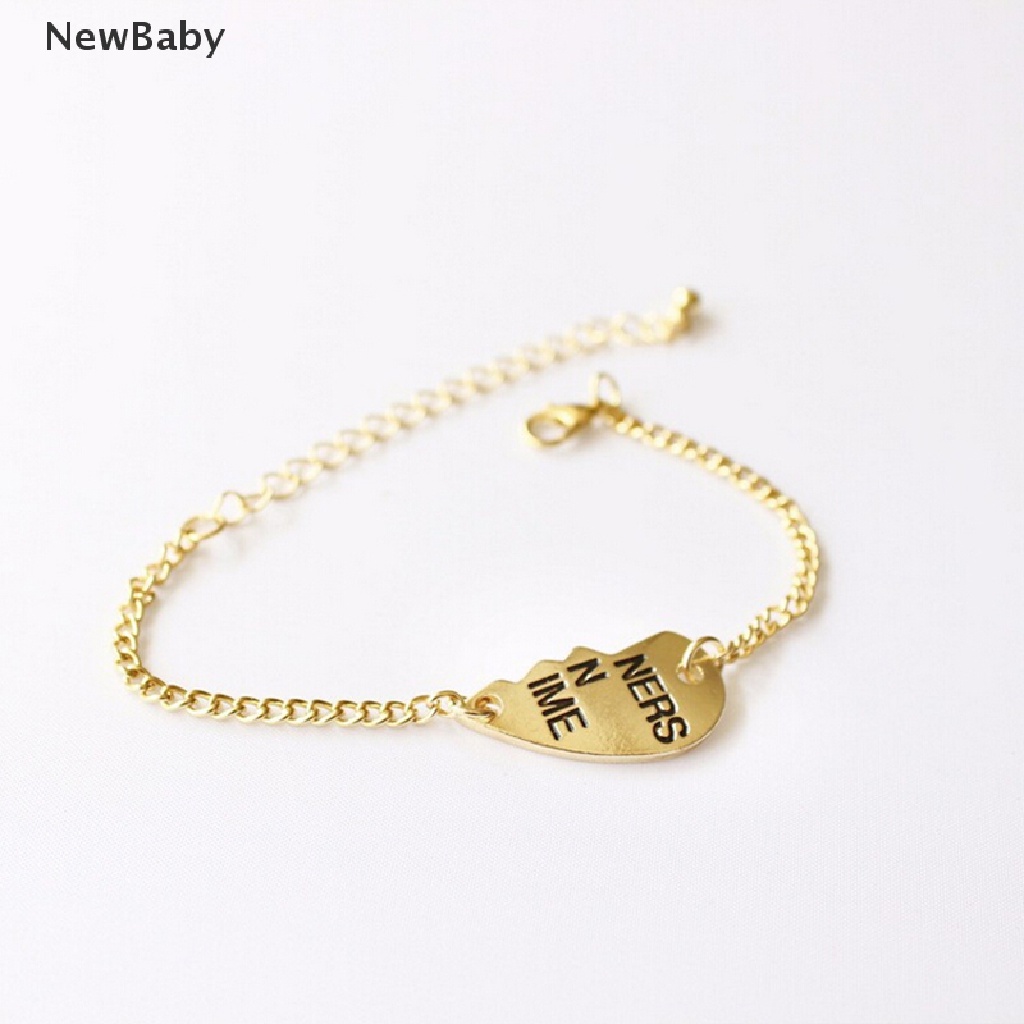 Newbaby 2pcs Gelang Rantai Dengan Charm Hati Terbelah Tulisan Best Friends Forever Untuk Wanita