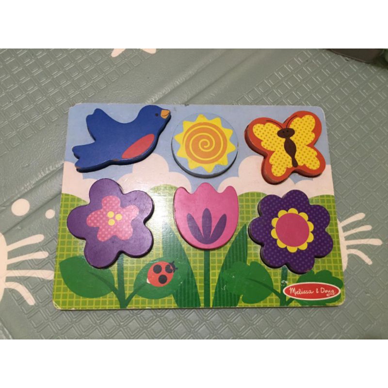 Melissa and doug chunky puzzle farm and flower preloved