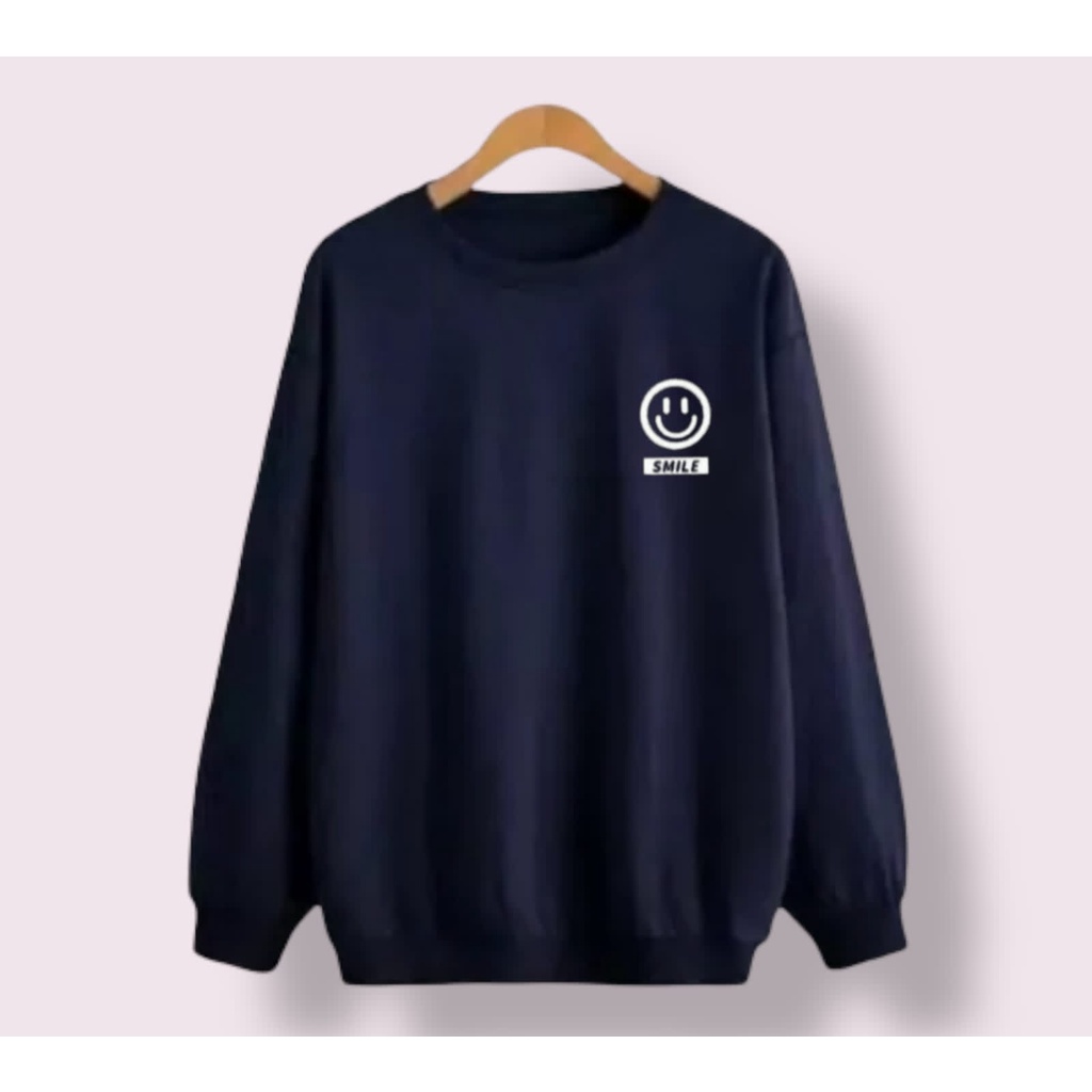 CREWNECK BASIC LOGO SMILE JUMBO/OVERSIZE PRIA - WANITA