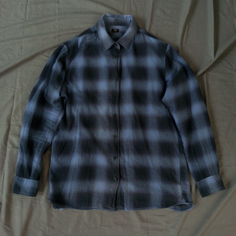 Flannel Uniqlo Veterano Flanel Second Kemeja Black Grey Not Carhartt Russell Athletic - VM