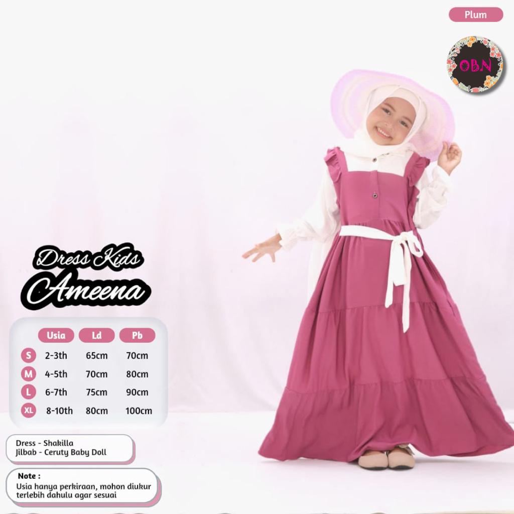 ameena set stelan setelan dress dres baju pakaian maxy maxi gamis syari longdress hijab jilbab s m l