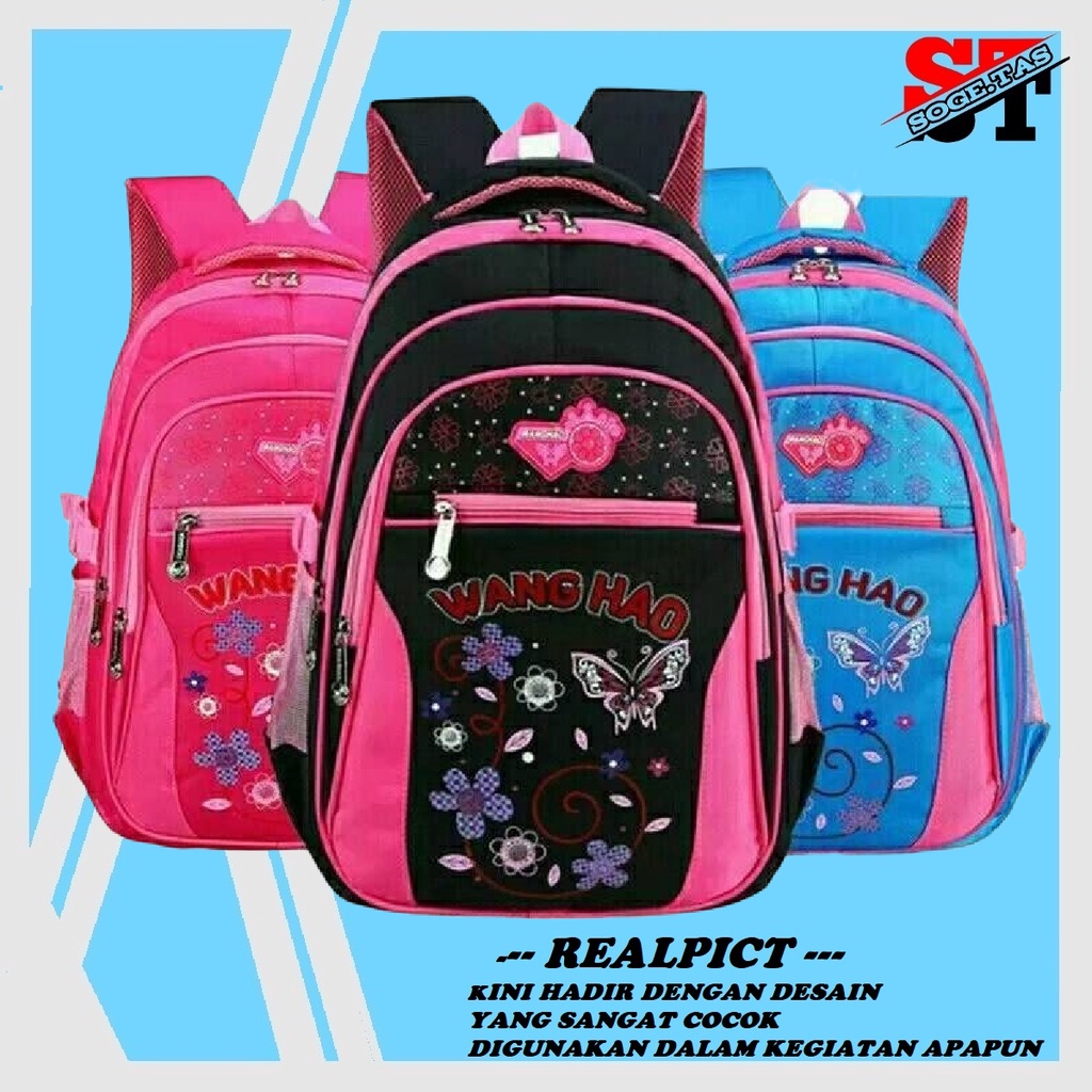 BATOSAI BAGS - TAS RANSEL ANAK PEREMPUAN WANGHAO BUTTERFLYTERBARU COCOK UNTUK SEKOLAH DAN MENGAJI