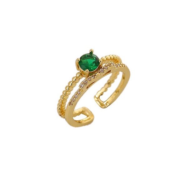 cincin retro emerald double layer rings jci079 (2J3)