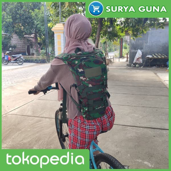 AM tas sepeda ransel loreng hijau tas punggung minum sepeda