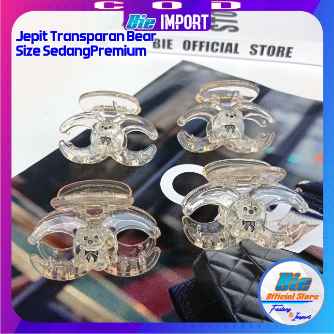 Jepit Korea Premium Transparan Karakter Bear Impor Best Seller