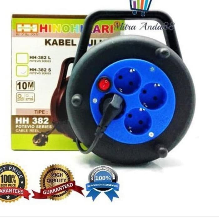 Kabel Gulung Kabel Roll Box Kabel HINOHIKARI STANDAR SNI 10m S &amp; L Cable Reel