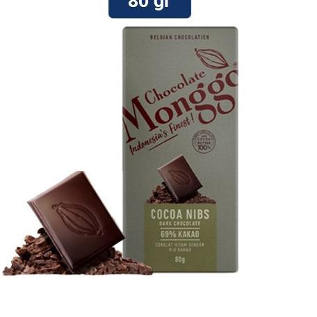 

[KODE BARANG 4] Chocolate Monggo Tablet Dark 69% of Cocoa Nibs 80gr TERLARIS!!!