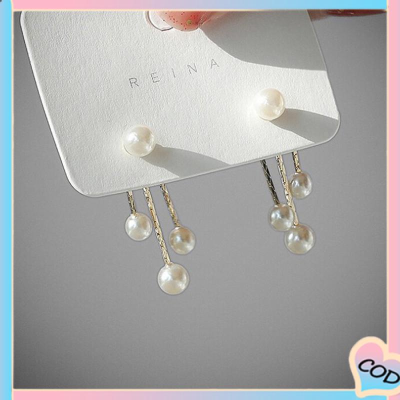 COD❤️ Pearl Back Hanging Silver Needle Earrings Temperamen All-Match Anting Wanita Halus-A.one