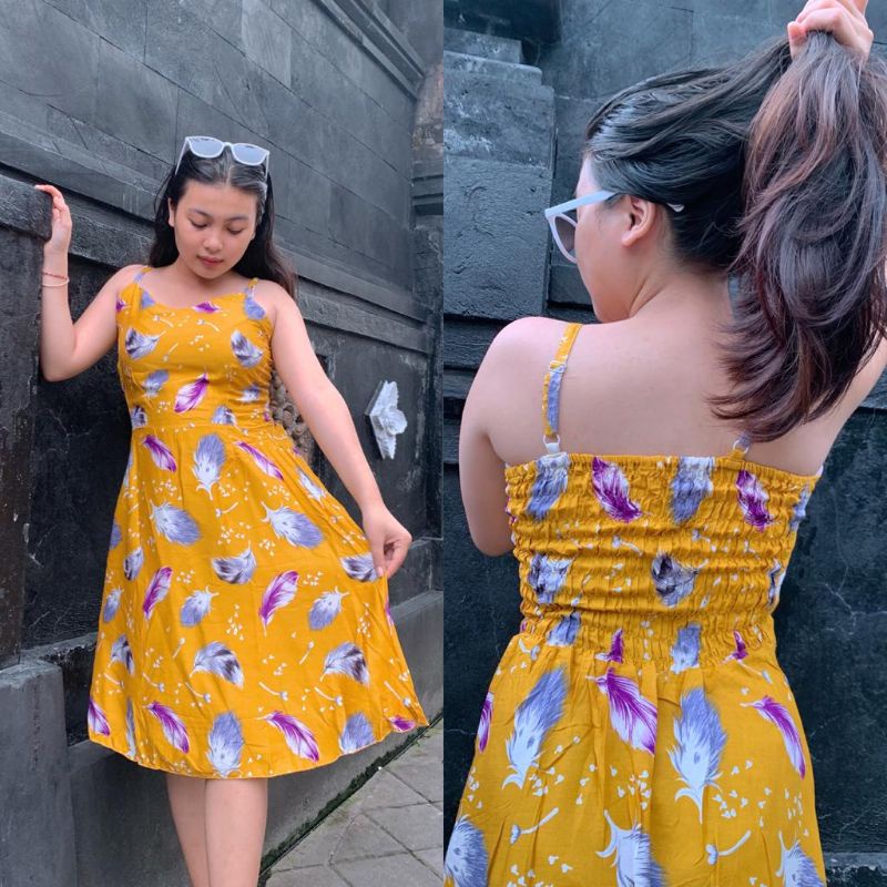Dress wanita tali salsa (motif)