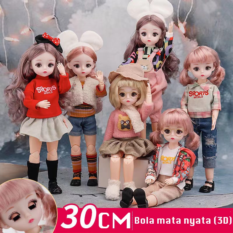 Boneka Barbi Doll 30 cm Cute DIY Girls Gift Princess Dress