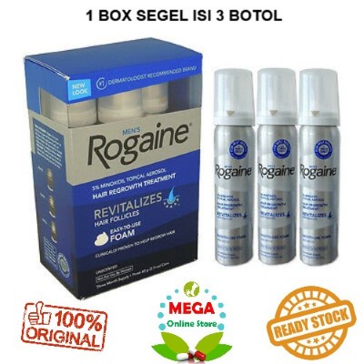 (Pulau Jawa saja) Rogaine Foam Minoxidil 5% For Men 60 gram x 3 botol BOX SEGEL