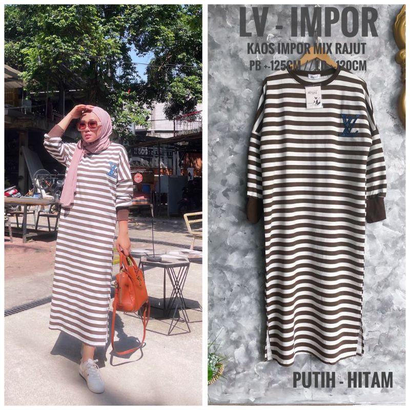 LONG TUNIK LV~TUNIK KAOS MIX RAJUT IMPORT JUMBO