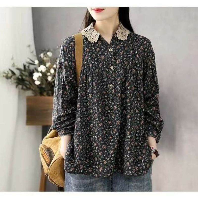 MDLV ~ 9870# Gardennia Babydoll Top Atasn Blouse Korea Import